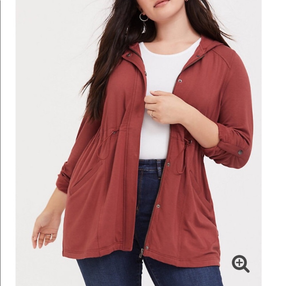 Torrid Brick Red Hooded Fleece Anorak Jacket 3